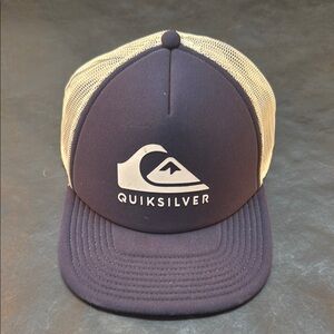 Quiksilver Black and Cream Mesh SnapBack Hat